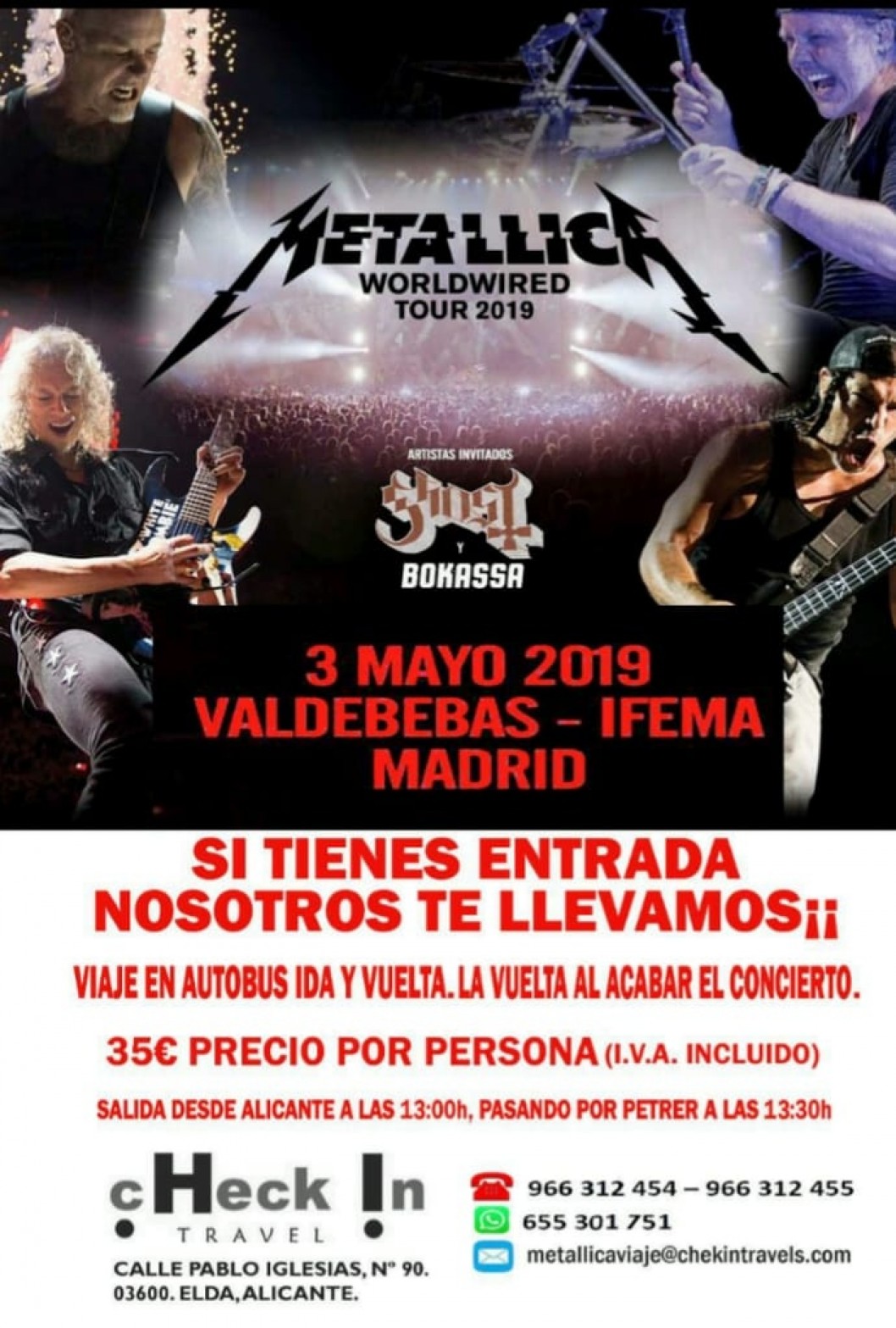 Organizan un viaje desde Elda para ver a Metallica Organizan un viaje desde Elda para ver a Metallica