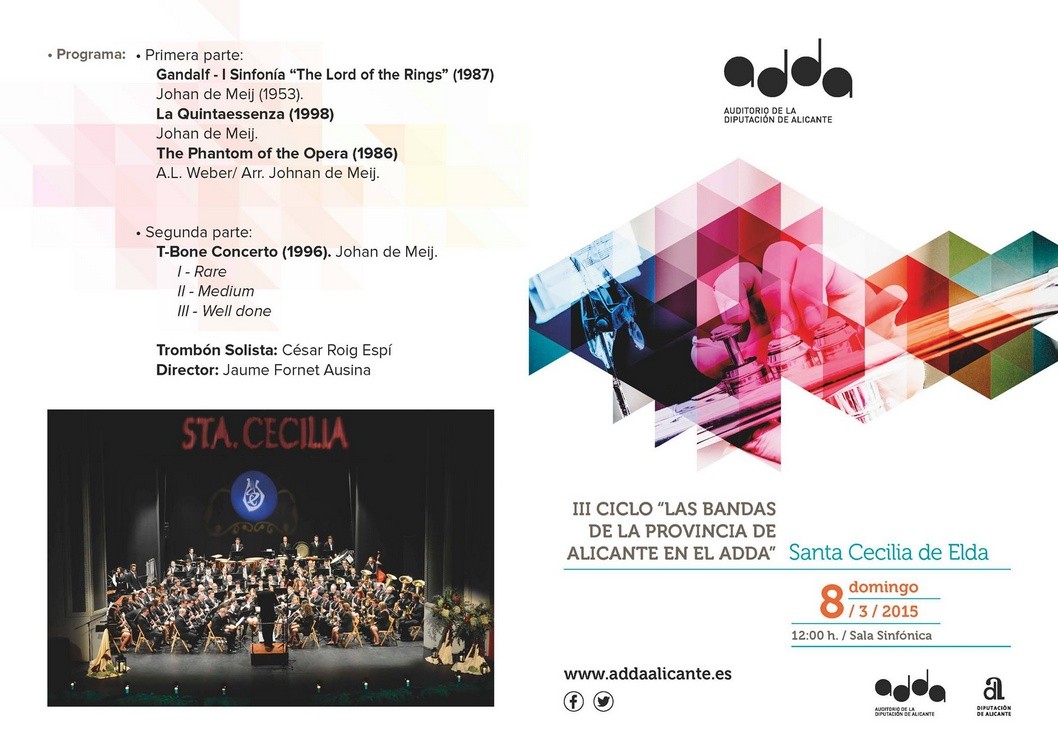 Santa Cecilia participa en el 3º Ciclo “Las bandas de la provincia de Alicante en el ADDA” Santa Cecilia participa en el 3º Ciclo “Las bandas de la provincia de Alicante en el ADDA”