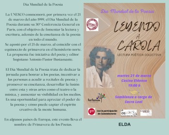 Recital de Carola Gonz&aacute;lvez en el Casino Eldense para celebrar el D&iacute;a de la Poes&iacute;a