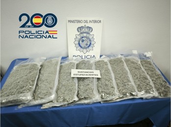 La Polic&iacute;a Nacional interviene m&aacute;s de nueve kilos de cogollos de marihuana del interior de un veh&iacute;culo