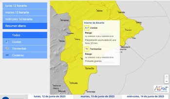 AEMET ha activado el aviso amarillo por tormentas para ma&ntilde;ana martes