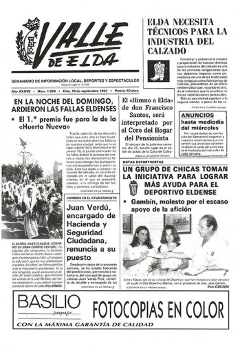 N&uacute;mero 1.829 - 18 de septiembre de 1992