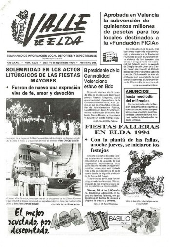 N&uacute;mero 1.925 - 16 de septiembre de 1994