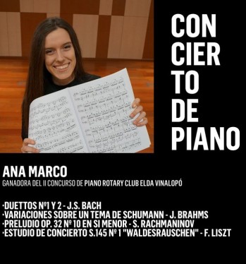 La ganadora del Concurso de Piano Rotary Club Elda Vinalop&oacute; ofrece un concierto este viernes