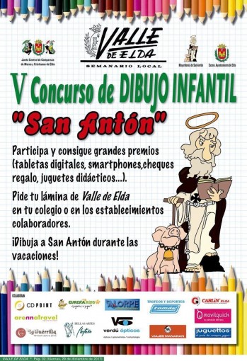 Las l&aacute;minas del Concurso de Dibujo Infantil de San Ant&oacute;n de Valle de Elda ya en los establecimientos patrocinadores