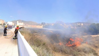 Incendio en un descampado de la calle Federico Garc&iacute;a Lorca de Elda