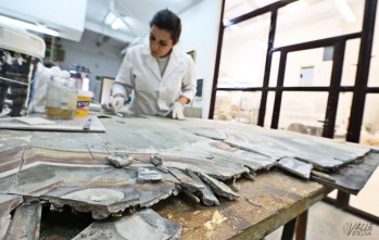 El vest&iacute;bulo del Ayuntamiento lucir&aacute; la semana que viene el mural de 1907 restaurado