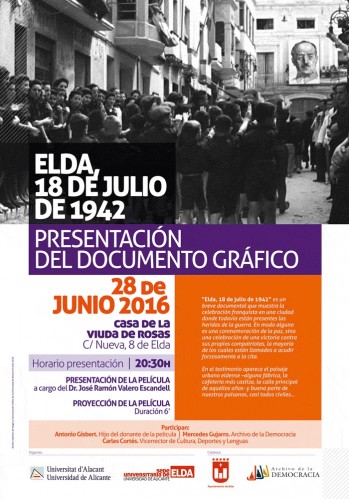 La Sede Universitaria presenta el documental "18 de julio de 1942" grabado en Elda tras la Guerra Civil