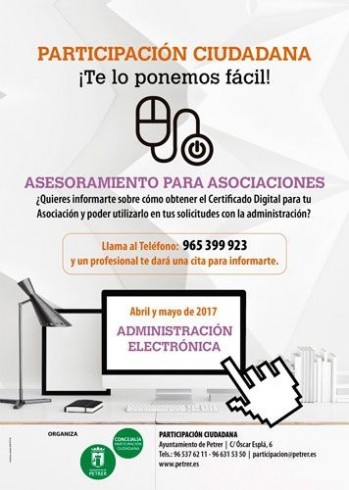 Petrer dar&aacute; un curso a las asociaciones sobre administraci&oacute;n electr&oacute;nica